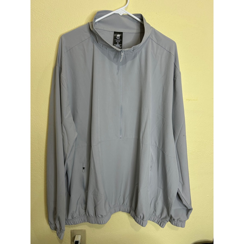 Members Mark 3XL Gray Active Stretch Half Zip Pullover Lightweight Jacket **READ